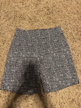 New York & Company Black and White Grid-Pattern Bermuda Shorts